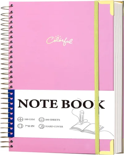 Vista 12 de Yoment Cuaderno de espiral B5 con bolsillos para carpeta, 200 páginas de tapa dura, diario de rayas universitarias, papel grueso de 3.53 oz/m²