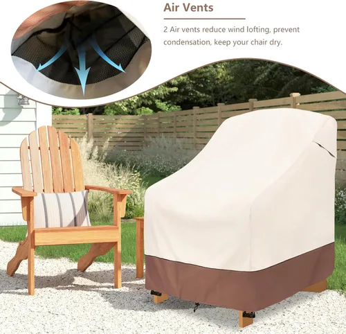 Vista 4 de okcool Paquete de 2 fundas para sillas Adirondack de patio, impermeables, resistentes, para exteriores, fundas para sillas de patio Adirondack