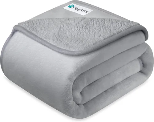 Vista 20 de PETAMI Manta impermeable de forro polar Sherpa para gatos y perros, color beige, talla S