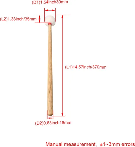 Vista 4 de Palillo de percusión de 4.57 pulgadas de longitud, mazos de tambor y percusión para xilófono, carillón, bloque de madera, glockenspiel y campanas