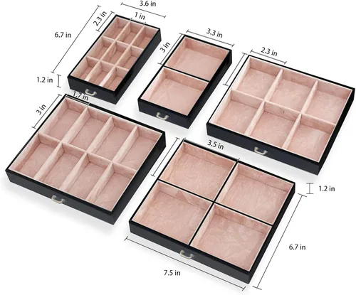 Vista 3 de DREAM&GLAMOUR - Cajas de joyería grande, de piel sintética, organizador de joyas de piel sintética con espejo y cerradura. Caja de almacenamiento