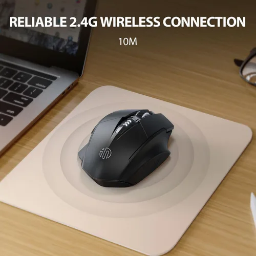 Vista 2 de INPHIC - Ratón inalámbrico recargable para laptop, batería visible mejorada, 2400 DPI, ratones de computadora ergonómicos silenciosos, para Mac, PC