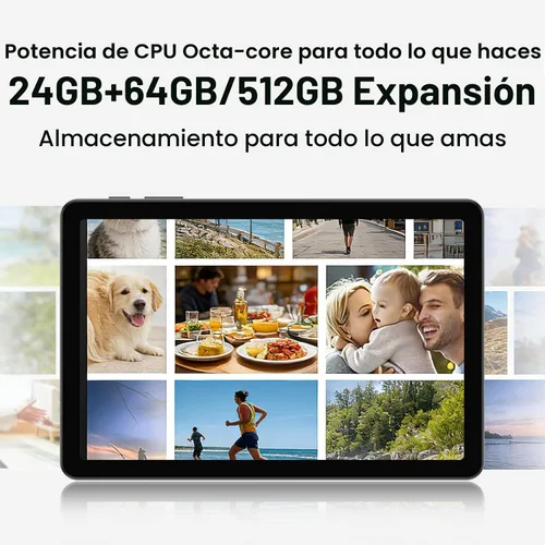 Vista 2 de COLORROOM Tablet Android16, tabletas de 10 pulgadas, CPU Octa Core, 24GB+64GB+512GB de expansión, batería de 6000 mAh+carga rápida de 18 W, WiFi