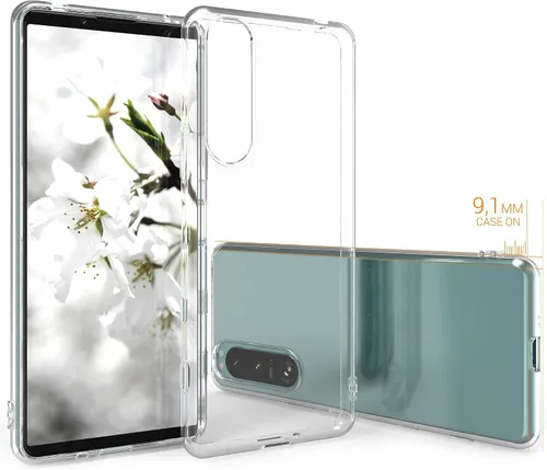 Vista 3 de kwmobile Funda compatible con Sony Xperia 5 III - Funda transparente suave delgada flexible TPU cubierta protectora del teléfono - Transparente