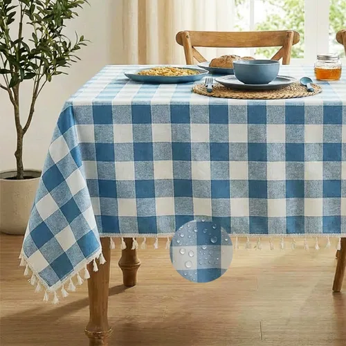 Vista 13 de Deep Dream Mantel rectangular para mesa, manteles rústicos impermeables de algodón y lino, manteles de estilo granja sin arrugas para fiestas