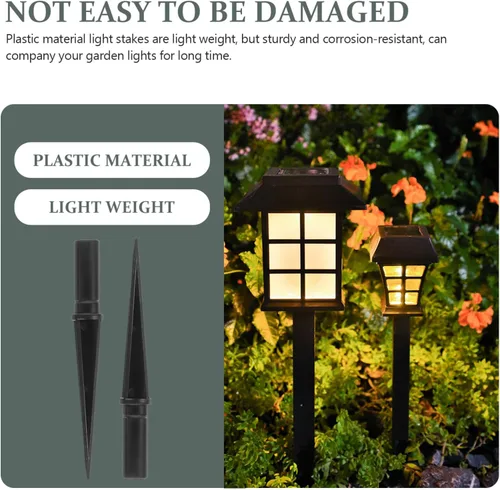 Vista 4 de Uonlytech Estaca de lámpara de jardín, 10 piezas, estacas de repuesto de luz solar, estacas de plástico para luces solares al aire libre, duraderas