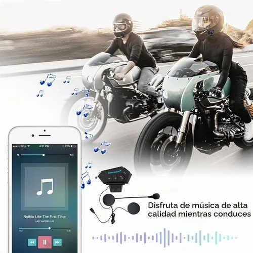 Vista 2 de Auriculares para Casco de Motocicleta Headset Estéreo Bluetooth Auriculares Inalámbricos Manos Libres Micrófono Auriculares Reproductor de Música