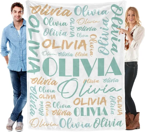 Vista 11 de Manta personalizada para niños y adultos, manta personalizada con nombre, manta de franela personalizada con nombre, manta personalizada con nombre