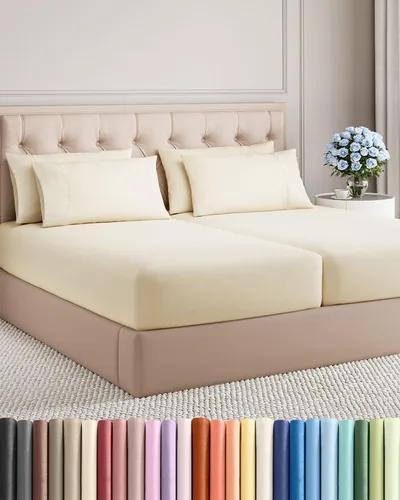 Vista 149 de Juego de sábanas Twin de 4 piezas - Cómodo, transpirable y refrescante - Juego de ropa de cama de lujo de hotel ultrasuave con bolsillos profundos