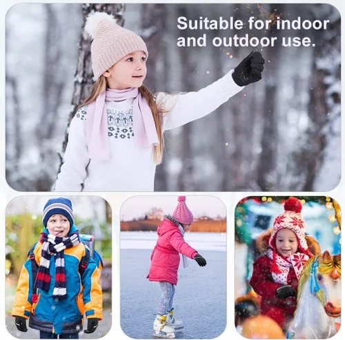 Vista 7 de OOPOR Guantes de invierno cálidos para correr, para niños, para clima frío, ciclismo, nieve, esquí, deportes, niños y niñas de 4 a 12 años