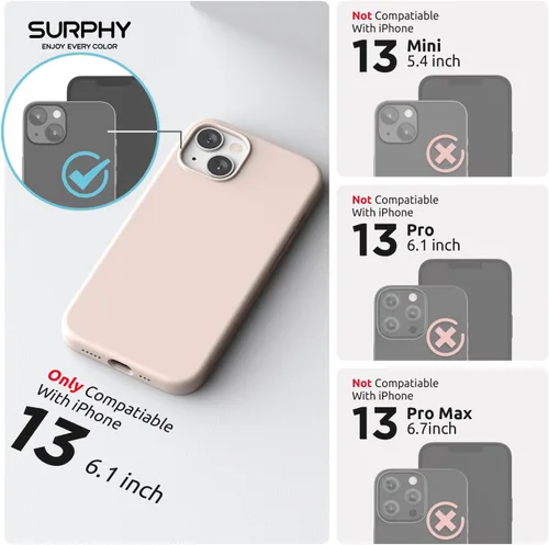 Vista 2 de SURPHY Funda magnética diseñada para iPhone 13, compatible con MagSafe (6.1 pulgadas, versión 2021), funda de silicona líquida con forro de Rosa