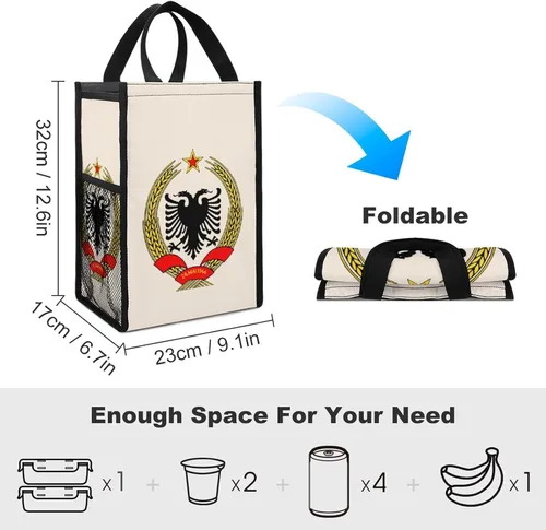 Vista 2 de Albanian Eagle - Bolsas de almuerzo para mujeres y hombres, lonchera aislada, bolsa reutilizable para oficina en casa