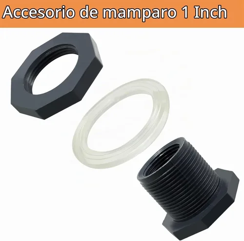 Vista 3 de 2 piezas Accesorio de Mamparo de PVC NPT1, Conector de Tanque de Agua de Plástico de 1 Pulgada Roscado Pasante, Accesorios de Tubería Pasante