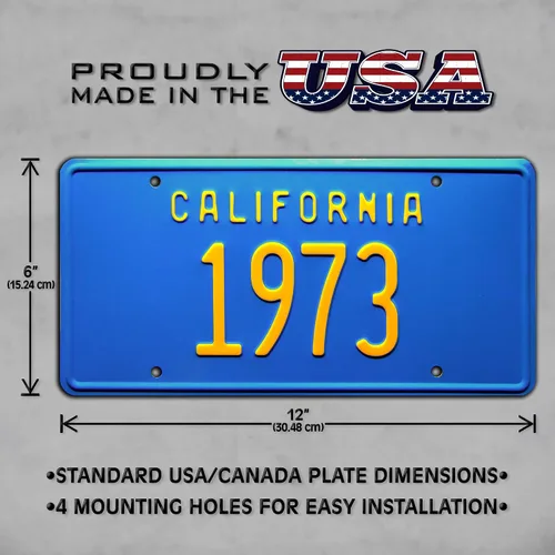 Vista 3 de California Vintage Hot Rod 1973 Placa de matrícula de tocador con estampado de metal