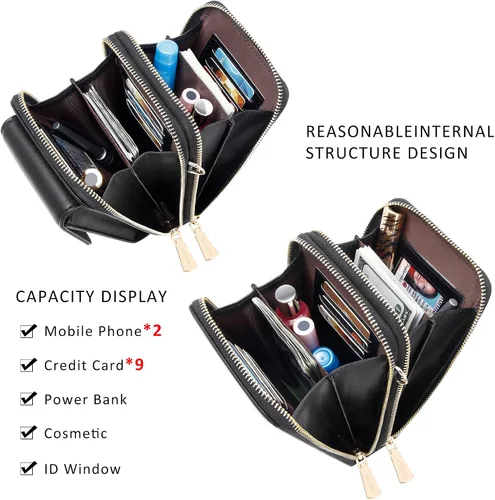 Vista 4 de Kukoo Bolsa cruzada para mujer tamaño pequeño para teléfono celular con ranuras para tarjetas de crédito