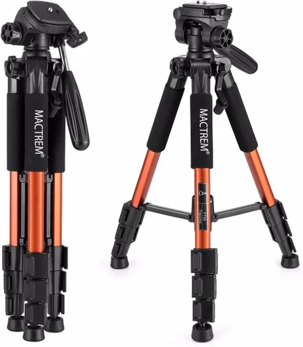 Vista 10 de MACTREM Trípode de cámara de 75 pulgadas para Sony Canon Nikon, soporte de trípode de aluminio ligero de viaje con soporte para teléfono celular