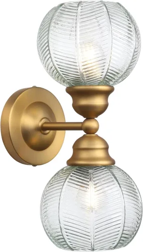 Vista 12 de Pathson Milk White Glass Wall Sconces Lighting, 2 Lights Industrial Wall Vanity Light Fixtures Brass Finish, Vintage Wall Sconce Lamp for Bathroom