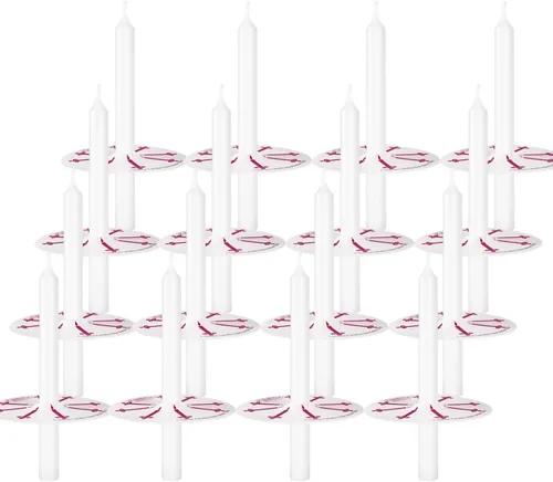 Vista 3 de 100 velas de iglesia con protectores de goteo para servicio devocional de vigilia a la luz de las velas, caja de 100 velas, blancas sin aroma de 5