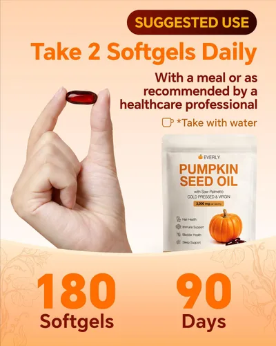 Vista 3 de Everly - Aceite de semilla de calabaza, con palma enana, 3000 mg