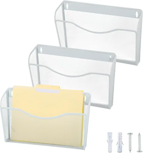 Vista 10 de EASEPRES Organizador de archivos colgante de malla de un solo bolsillo, soporte vertical para archivador de revistas, cesta de montaje, carpeta