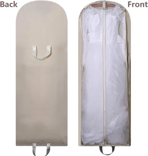Vista 2 de Bolsa de ropa para vestido de novia de 63 pulgadas, extra grande, plegable, portátil, para viajes, equipaje colgante con bolsillos para mujeres, 5.9