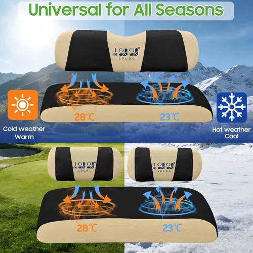 Vista 5 de 10L0L Fundas para Asientos Delanteros y Traseros de Carrito de Golf, Juego Completo para G2 G8 G9 G11 G14 G16 G19 G20 G21 G22 y Club Car DS