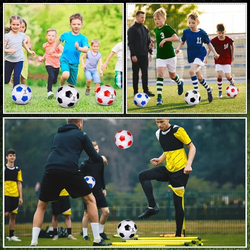 Vista 6 de Libima 12 pelotas de fútbol con inflador, tamaño oficial 3/4/5, pelota de fútbol a granel para niños y adultos, escuela, entrenamiento deportivo