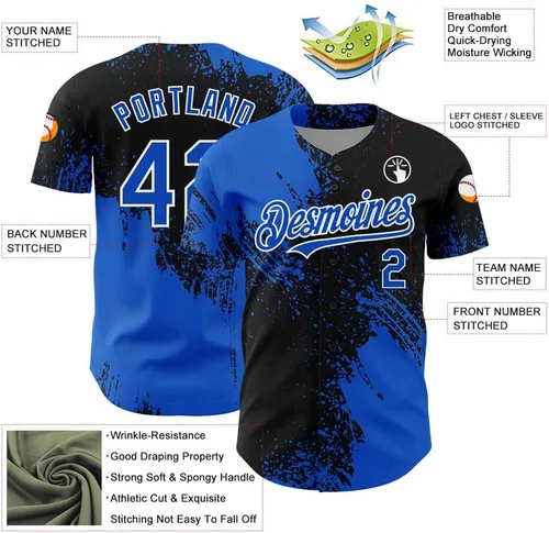 Vista 3 de Camiseta de béisbol personalizada con patrón de cepillo de béisbol, camisas de béisbol personalizadas, uniforme deportivo, número de nombre cosido