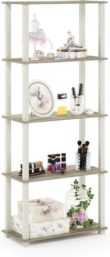 Vista 21 de Furinno Turn-N-Tube - Estantes de almacenamiento, estante para libros de 3 niveles, estante esquinero, estantes abiertos sin herramientas