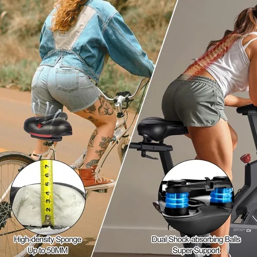 Vista 3 de TOPCABIN Asiento cómodo para bicicleta con doble bola de absorción de golpes, espuma viscoelástica gruesa, impermeable, universal, asiento ancho