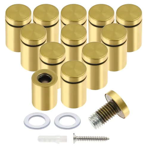 Vista 58 de Luomorgo 12 piezas tornillos separadores de acero inoxidable de 1" x 1", herrajes de montaje para letreros de pared, separadores de vidrio