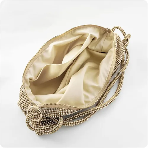 Vista 3 de TANOSII Bolso de noche con diamantes de imitación, bolso de noche brillante, bolso de hombro con purpurina para mujer