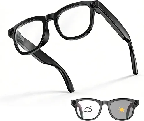 Vista 8 de REEDTOCK Lentes inteligentes con inteligencia artificial con cámara, grabación de video HD 1080P, gafas de cámara Bluetooth de 8 MP, cancelación