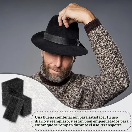 Vista 5 de Sombrero de fieltro de 5 piezas Esponja de limpieza Gorro de fieltro Cepillo limpiador de pelo de caballo Kit de limpieza de madera Sombrero