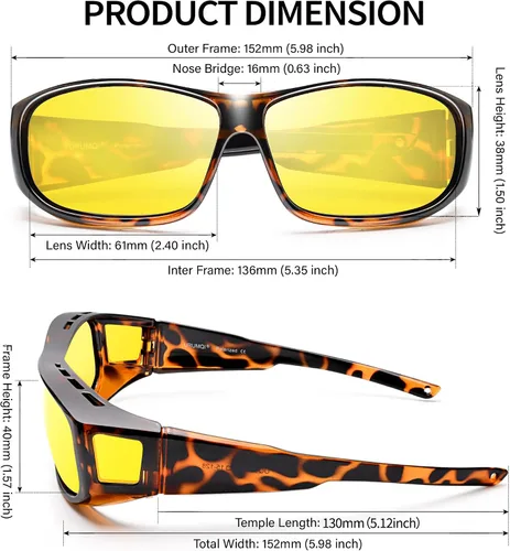 Vista 2 de URUMQI Gafas de conducción de visión nocturna para hombres y mujeres, lentes polarizados antirreflejos, lentes de alta definición amarillas