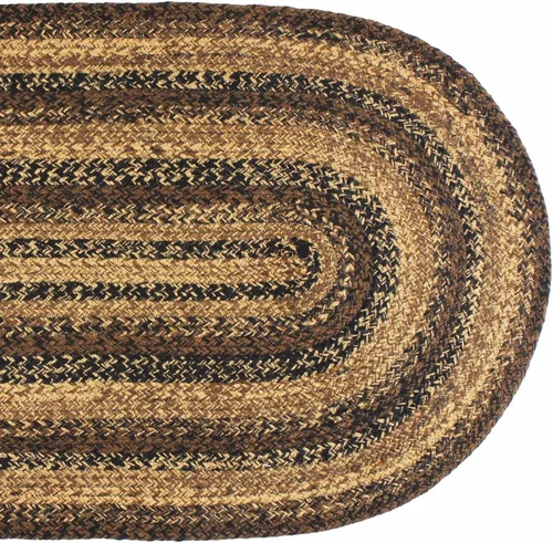 Vista 2 de Cappuccino Premium Braided Collection Primitive, Rustic, Country, Farmhouse Style Jute/Cotton 30 Days Risk Free Accent Rug/Door Mat