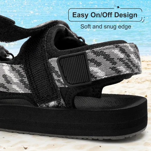 Vista 4 de Sandalias unisex para niños grandes con correas ajustables, sandalias atléticas para exteriores, zapatos casuales