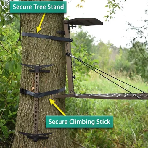 Vista 2 de Huntury Correas de palo de escalada, correa de soporte para árbol, correa de repuesto para escaleras, accesorio de bastón de escalada, rápido, fácil