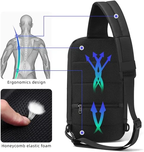 Vista 5 de Mochila antirrobo, mochila pequeña con bloqueo RFID, resistente al agua, con puerto USB