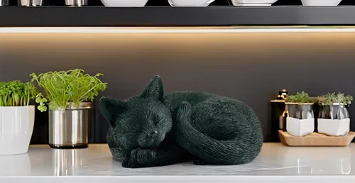 Vista 8 de JFSM INC. Mini figura pintada a mano con gato negro dormido de 3 pulgadas