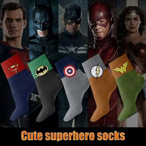 Vista 2 de MOYEE Calcetines de superhéroe para niños, calcetines de dibujos animados para niños y niñas, 5 pares de calcetines lindos de la serie de héroes