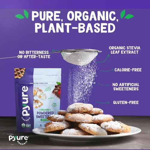Vista 4 de Pyure Edulcorante Orgánico en Polvo Sustituto de Azúcar Glas Sin Azúcar para Repostería Keto, Sin Gluten, Cero Calorías, Cero Carbohidratos