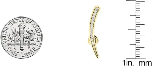 Vista 4 de Dazzlingrock Collection Aretes trepadores de oro de 0.15 quilates (Ctw) de corte redondo de diamante blanco para mujer