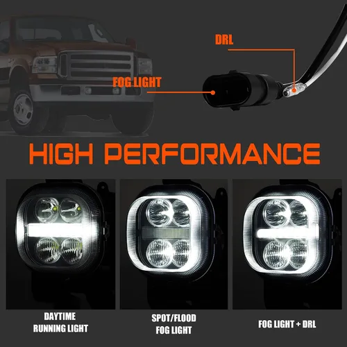 Vista 2 de Luz antiniebla LED con luces de circulación diurna, montaje de luz antiniebla para Ford F250 F350 F450 F550 Super Duty 2005 2006 2007 luces