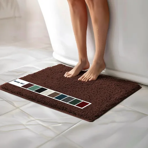 Vista 54 de Muddy Mat Alfombras de Baño de Chenilla de Microfibra de Secado Rápido Antideslizantes Lavables, Extra Gruesas, Suaves y Altamente Absorbentes Gris