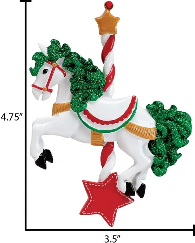 Vista 4 de Adornos de Navidad Personalizados de Carrusel 2025 - Adornos Personalizados de Carrusel de Navidad Adorno de Unicornio Personaje para Niñas Niña