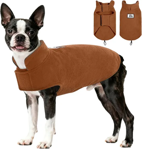 Vista 22 de DENTRUN - Abrigo de forro polar para perros en invierno resistente al viento chaqueta reflectante para mascota chaleco para perro para razas