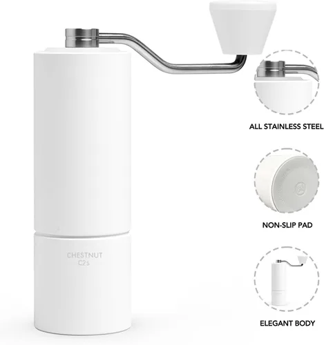 Vista 6 de TIMEMORE Molinillo de café manual de acero inoxidable, molinillo de mano cónico para rebabas, castaño, C2S, capacidad de ajuste ajustable interna