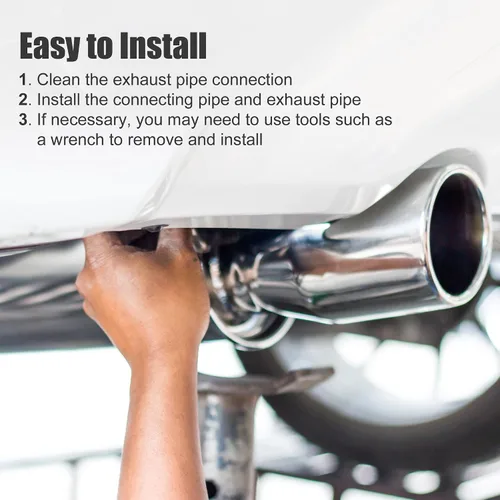 Vista 7 de uxcell Tubo de tubo de escape de acero inoxidable SS304 de 1.25 pulgadas, 90 grados, tubo de escape para sistema de escape modificado de automóvil