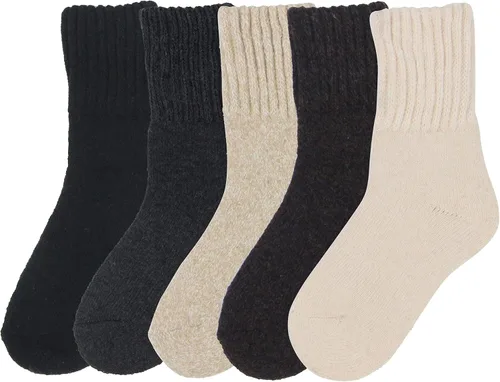 Vista 3 de BomKinta - Calcetines a media pantorrilla de invierno para mujer cómodos gruesos y abrigadores de color liso